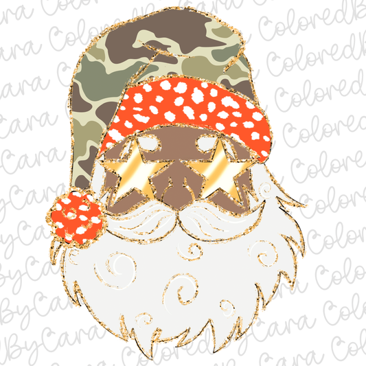 Camo & Orange Santa Christmas PNG File