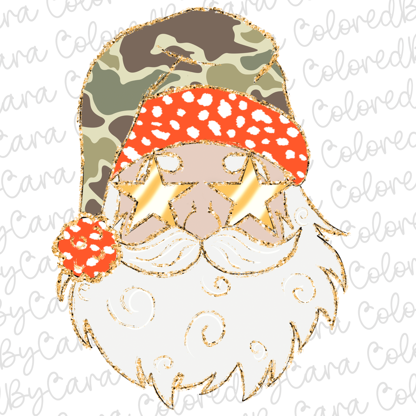 Camo & Orange Santa Christmas PNG File