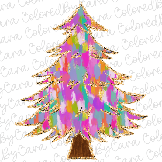 Colorful Coquette Christmas Tree PNG File