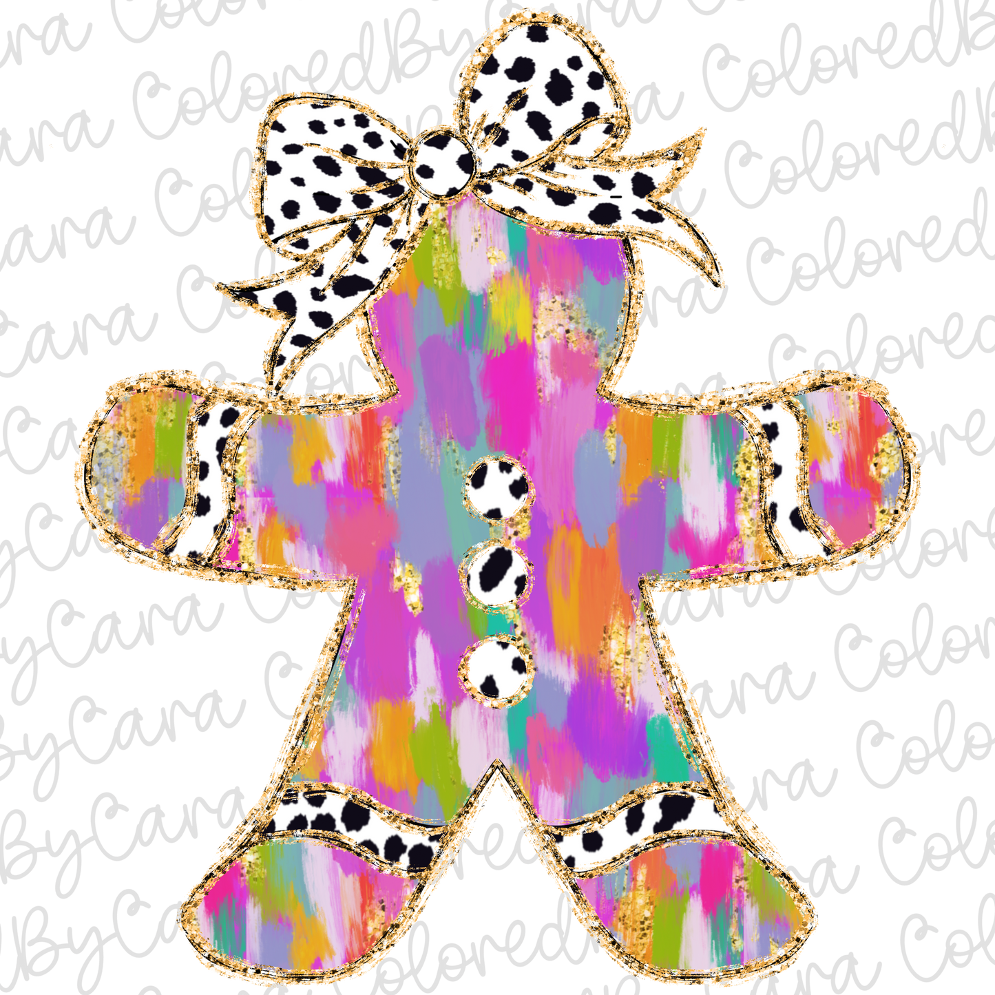 Colorful Coquette Gingerbread Man Tree PNG File