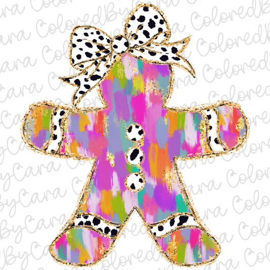 Colorful Coquette Gingerbread Man Tree PNG File