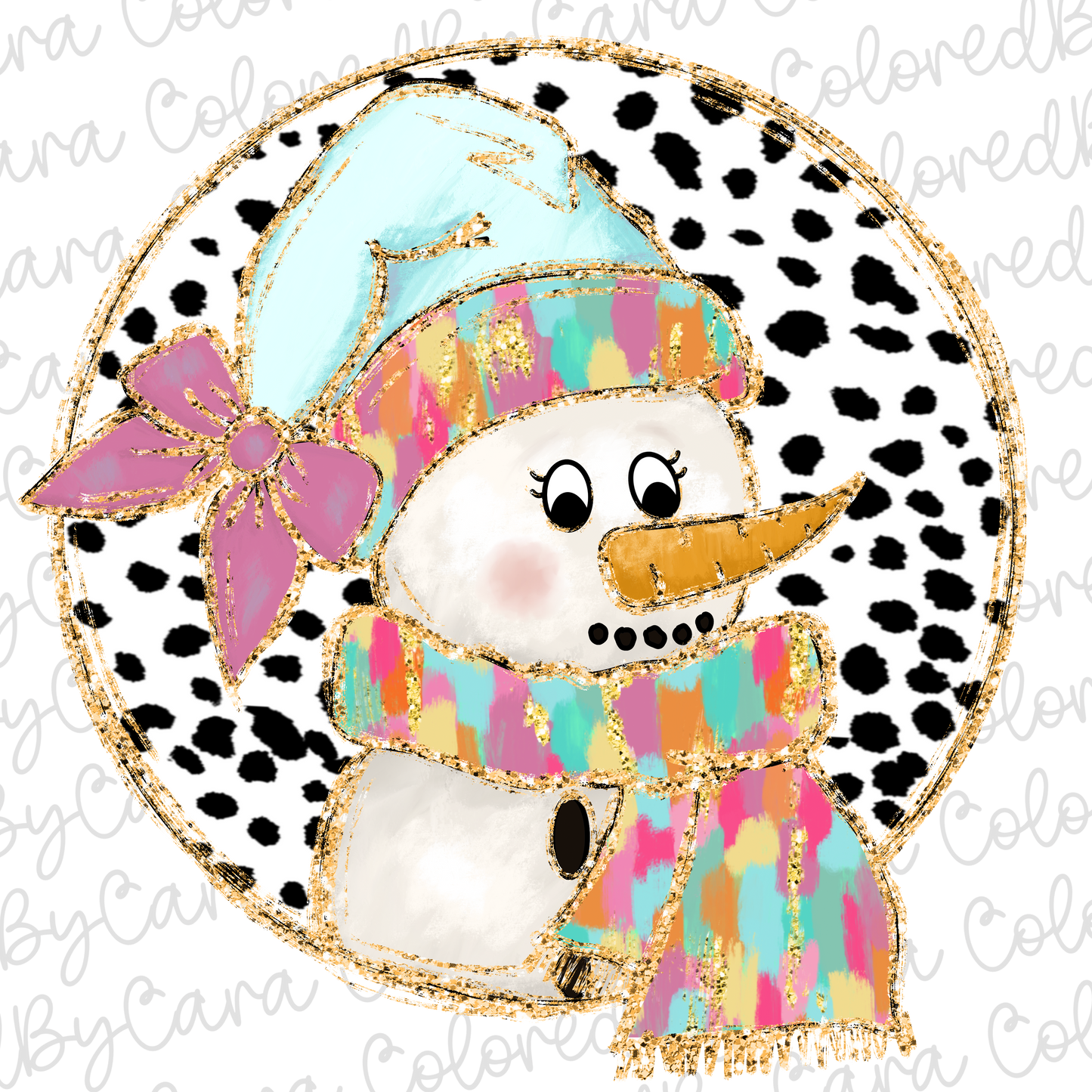 Colorful Coquette Snowman PNG File