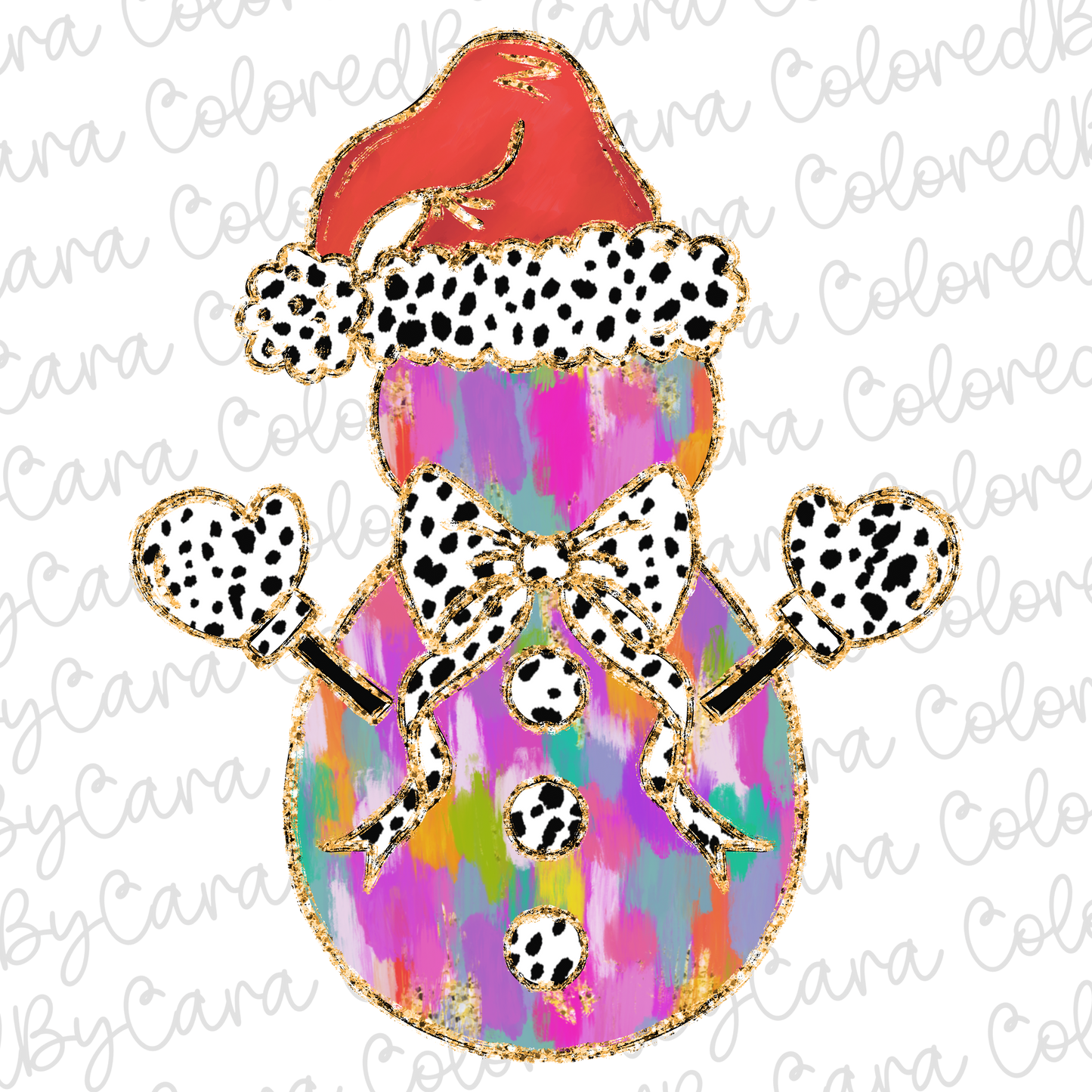 Colorful Coquette Snowman PNG File