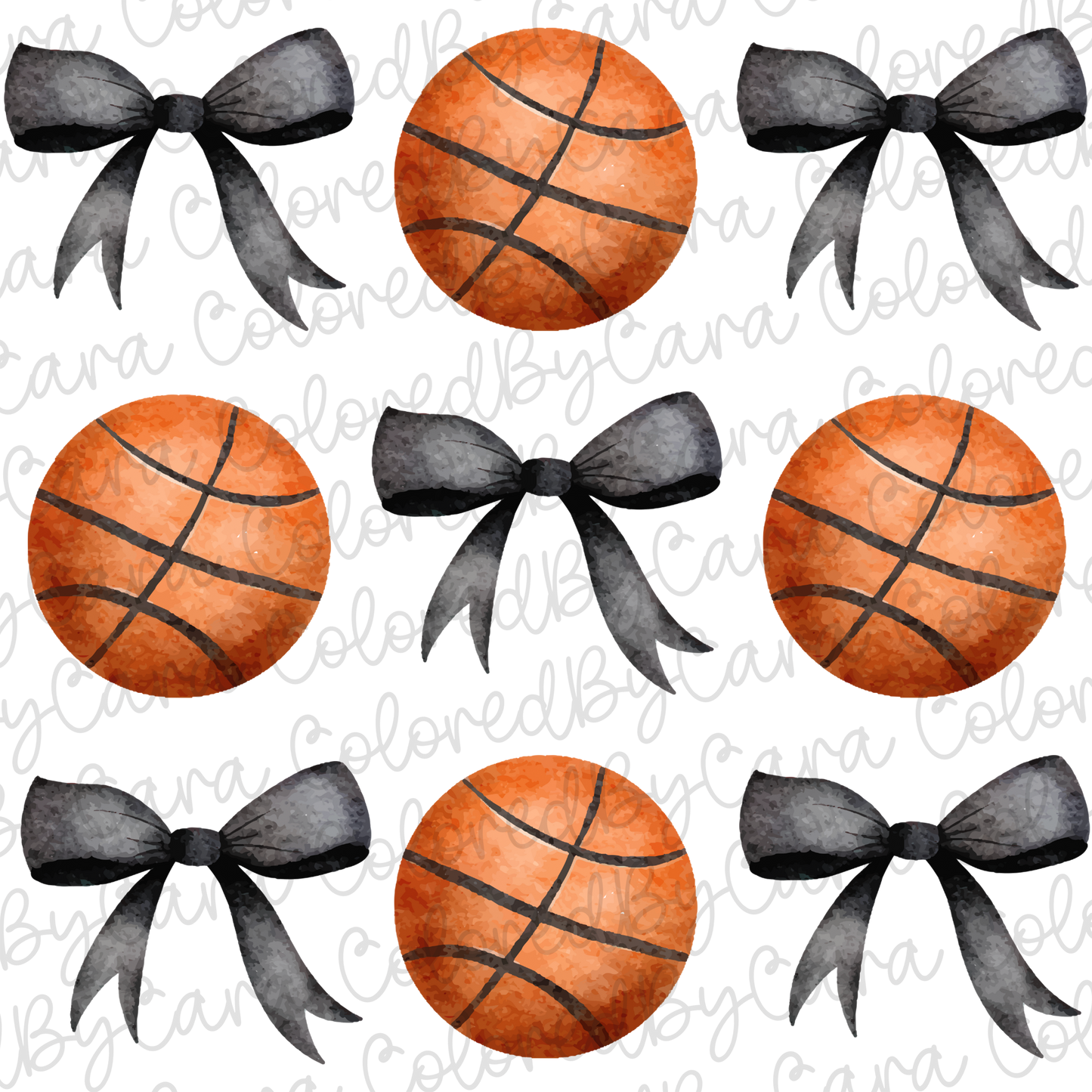 Black Coquette Bows and Basketballs PNG File