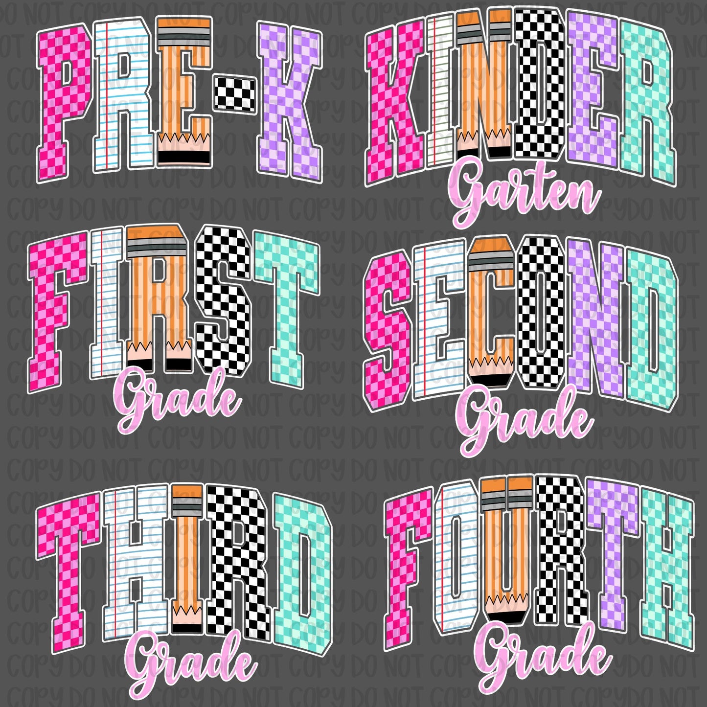 Checkered Retro Grade Levels- Pre-k through Fourth Grade