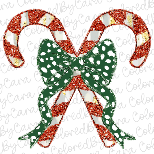 Coquette Candy Canes Christmas PNG File