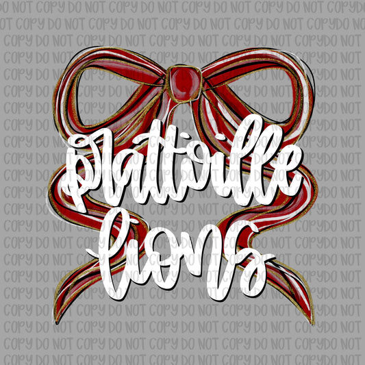Prattville Lions Bow (White Text)- UV DTF STICKER