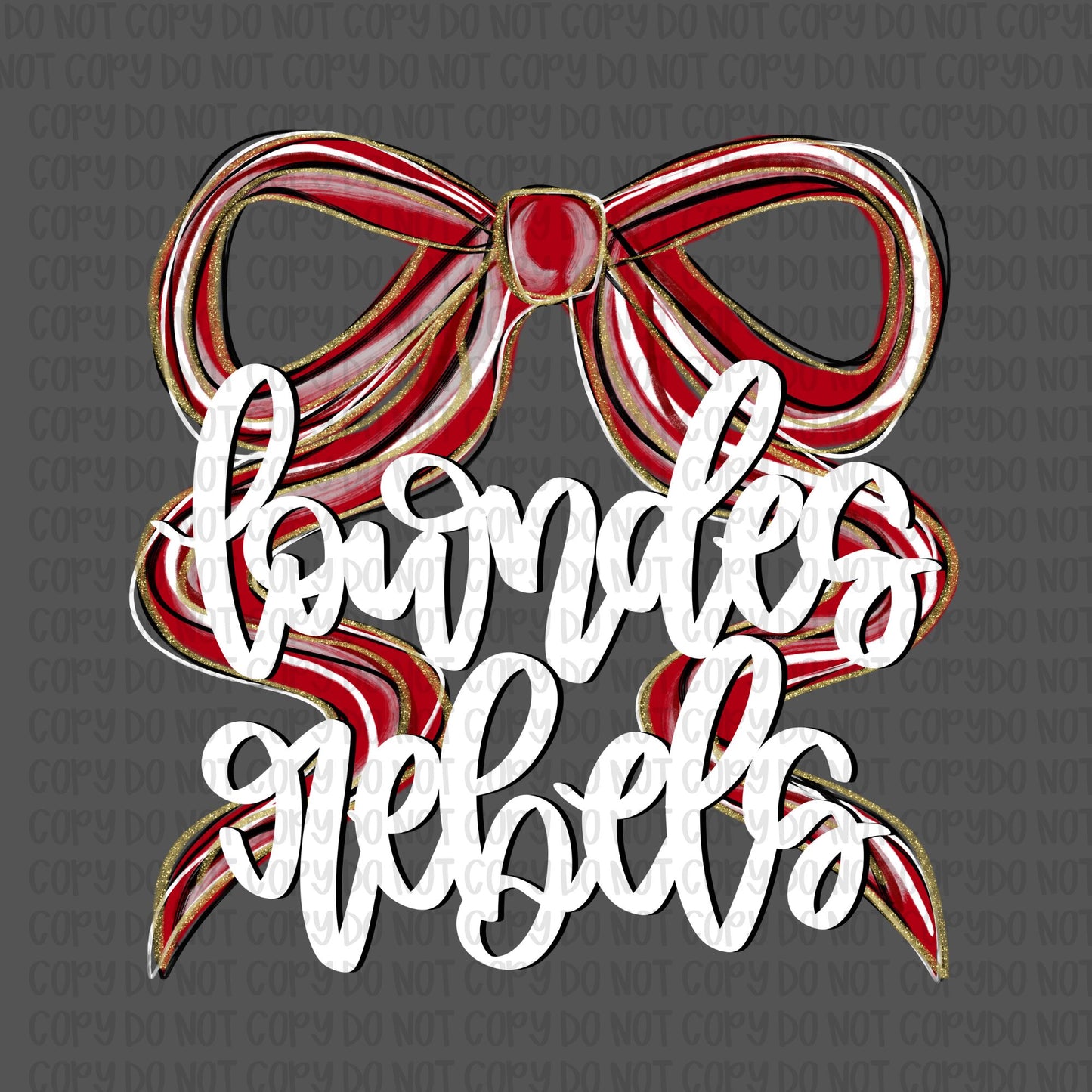 Lowndes Rebels Bow (White Text)- UV DTF STICKER
