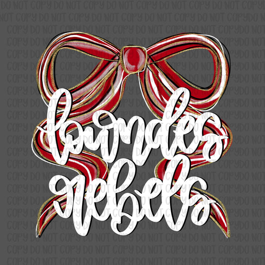 Lowndes Rebels Bow (White Text)- UV DTF STICKER
