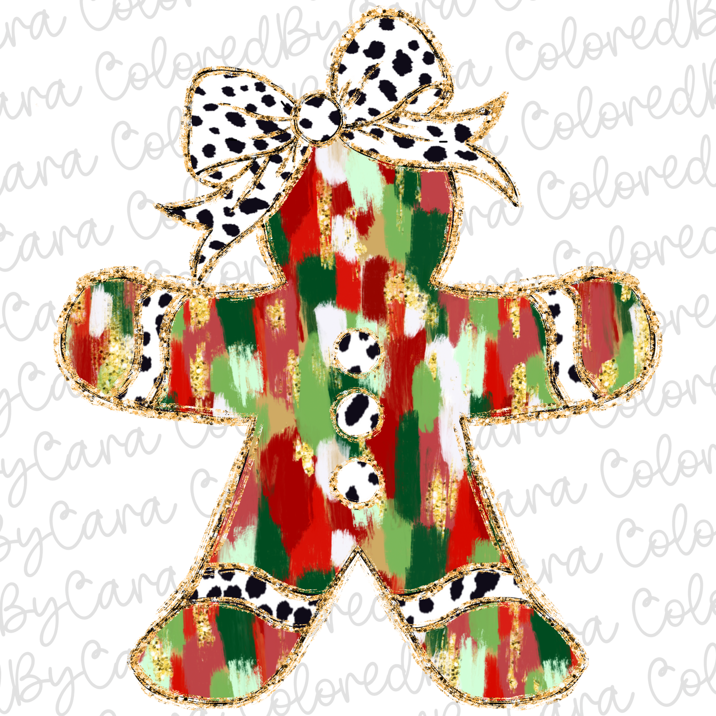 Colorful Coquette Gingerbread Man Tree PNG File