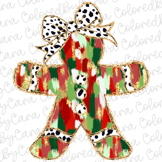 Colorful Coquette Gingerbread Man Tree PNG File