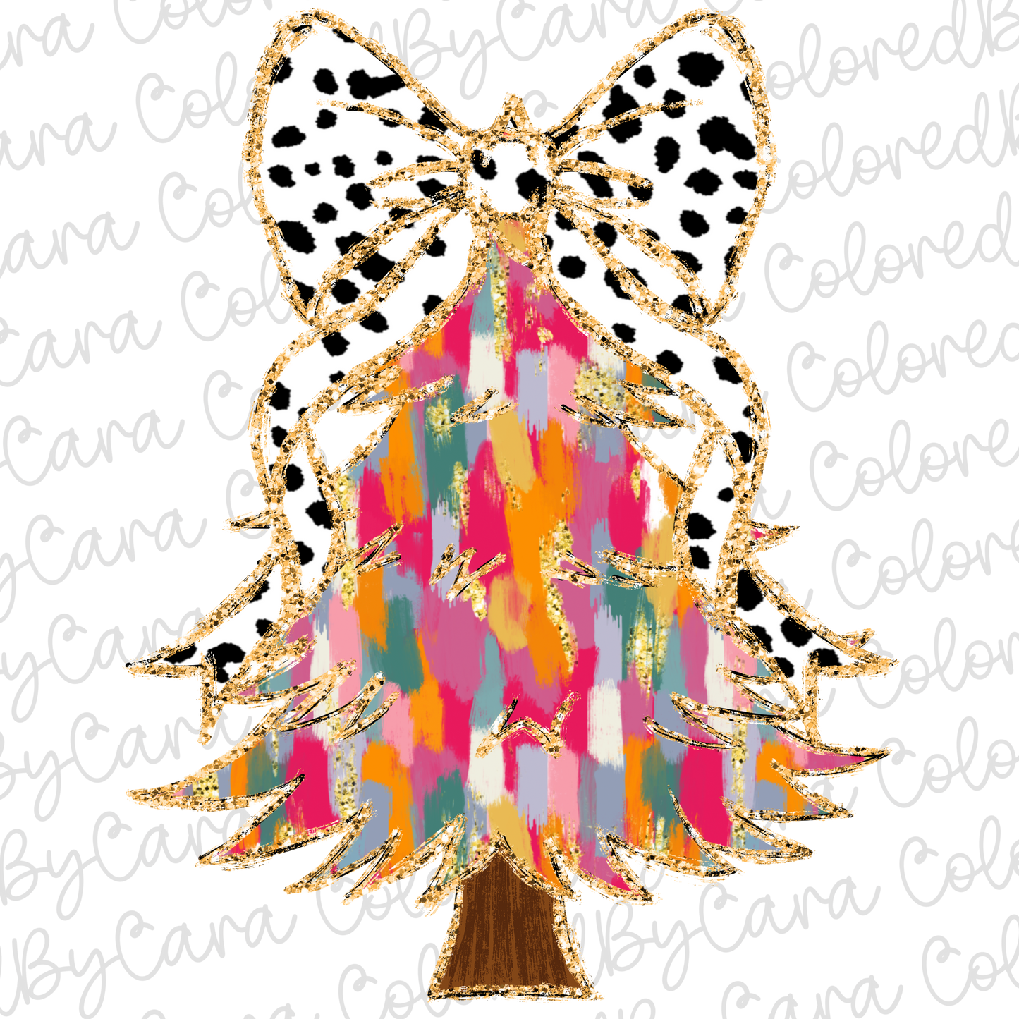 Bright Colorful Coquette Christmas Tree PNG File