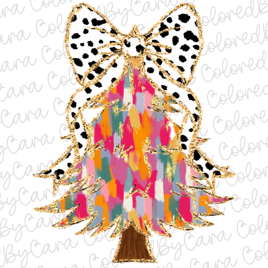 Bright Colorful Coquette Christmas Tree PNG File