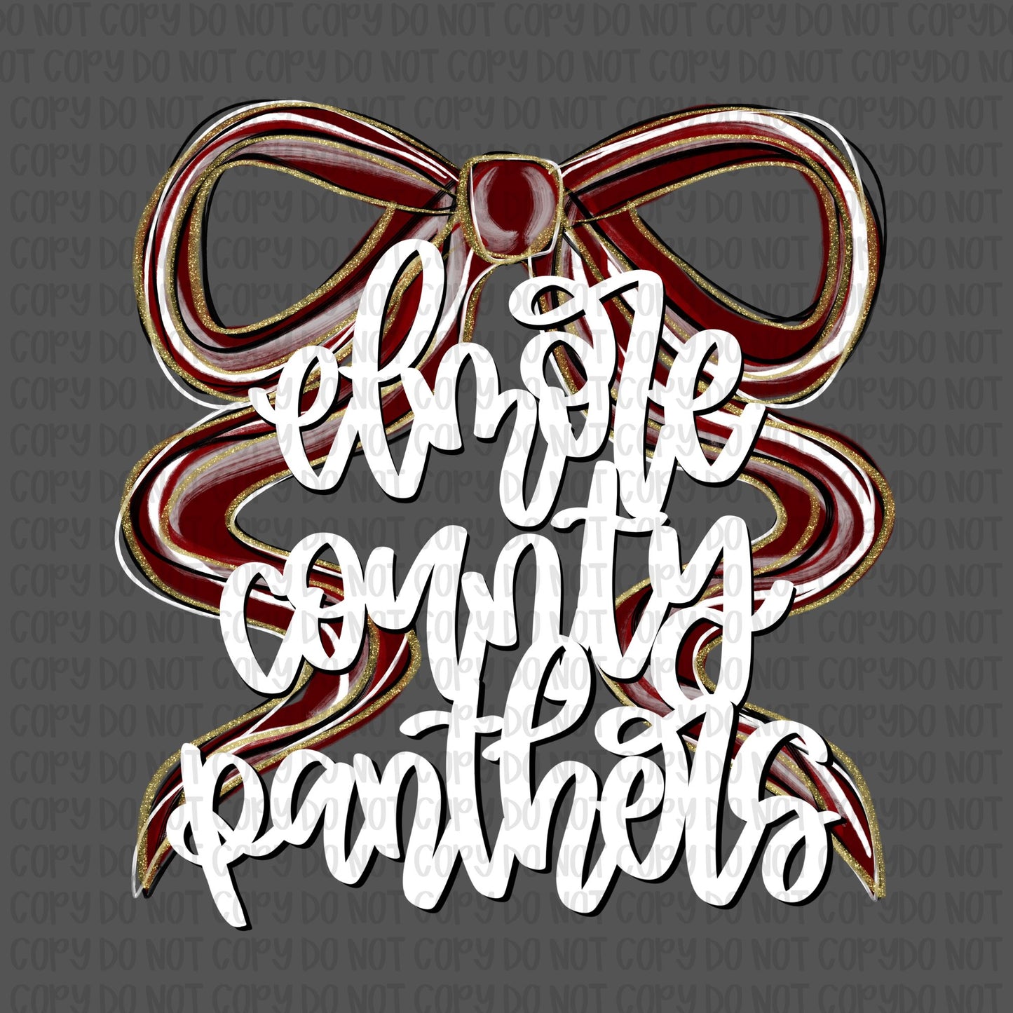 Elmore County Panthers Bow (White Text)- UV DTF STICKER
