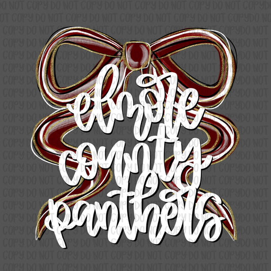 Elmore County Panthers Bow (White Text)- UV DTF STICKER