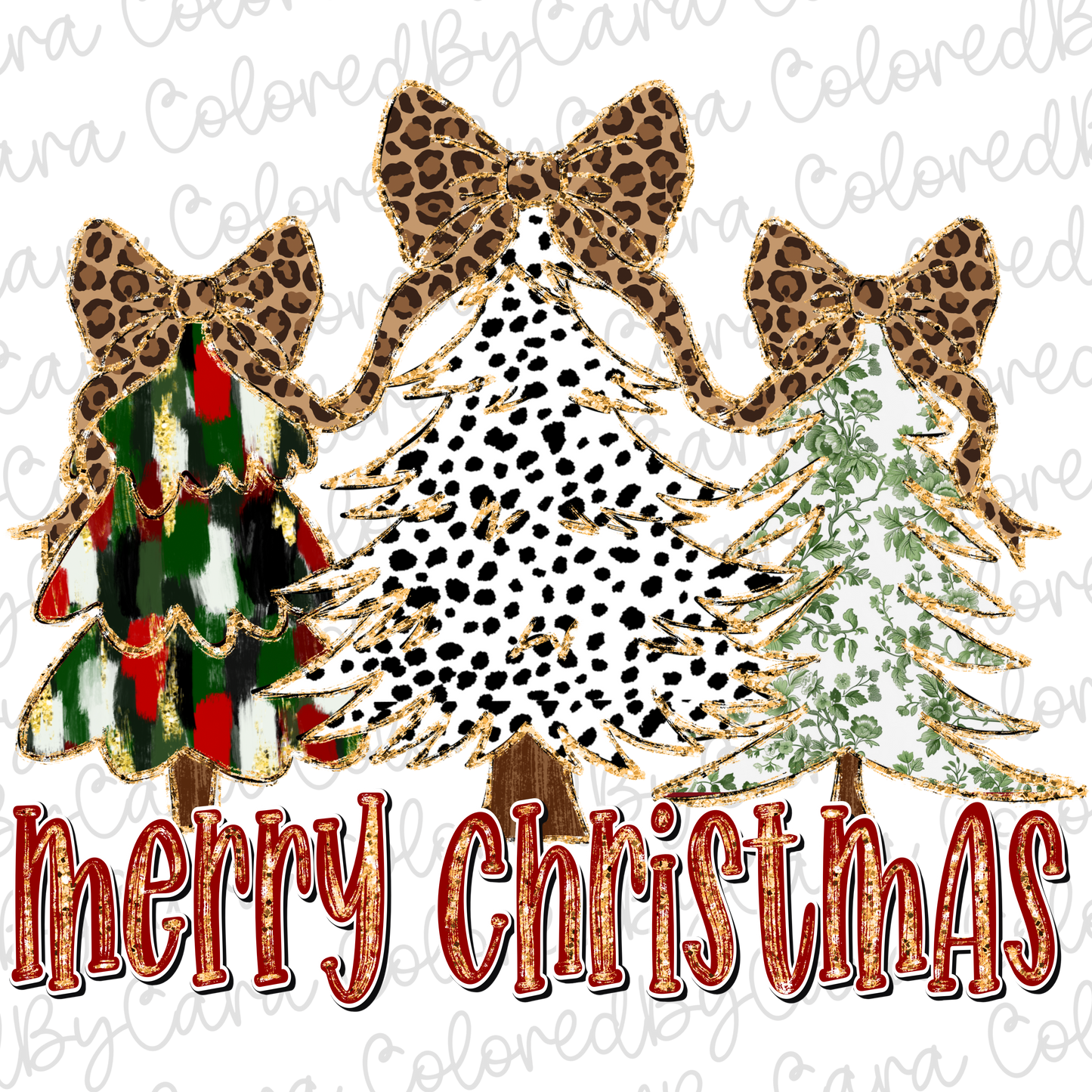 Coquette Christmas Tree Trio PNG File