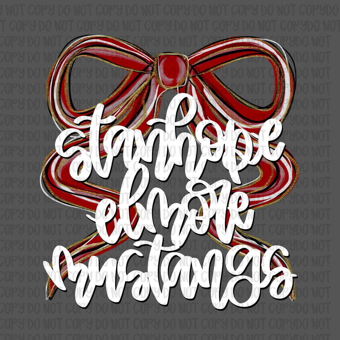 Stanhope Elmore Mustangs Bow (White Text)- UV DTF STICKER