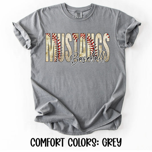 Baseball Letters Mustangs Baseball- Comfort Colors
