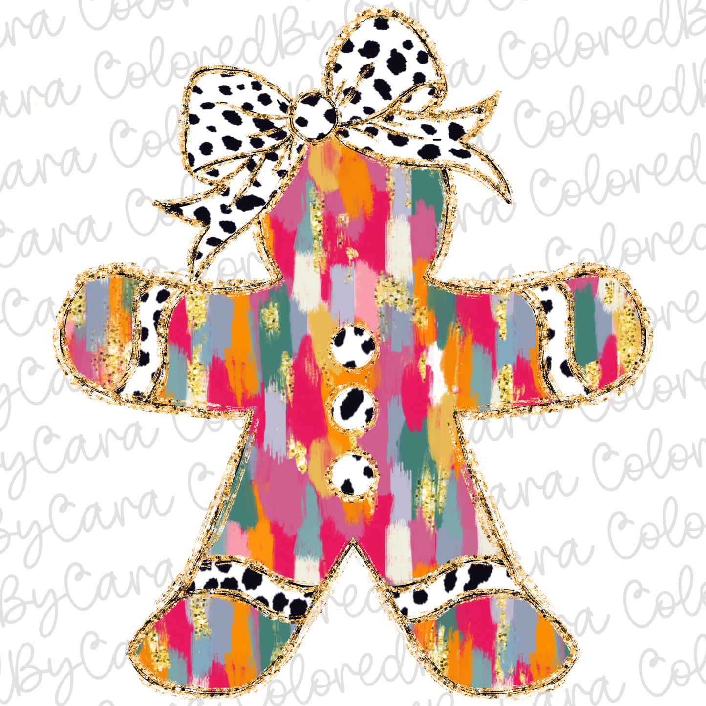 Bright Colorful Coquette Gingerbread Man Tree PNG File