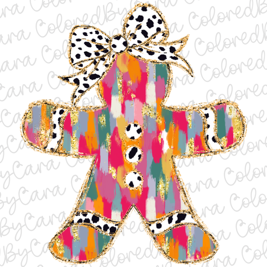 Bright Colorful Coquette Gingerbread Man Tree PNG File