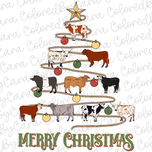 Merry Cow Christmas PNG File