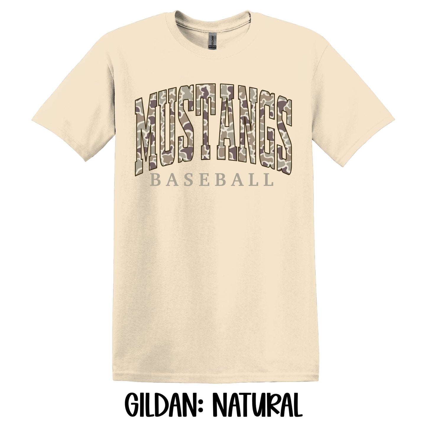 Camo Mustangs Baseball- Gildan