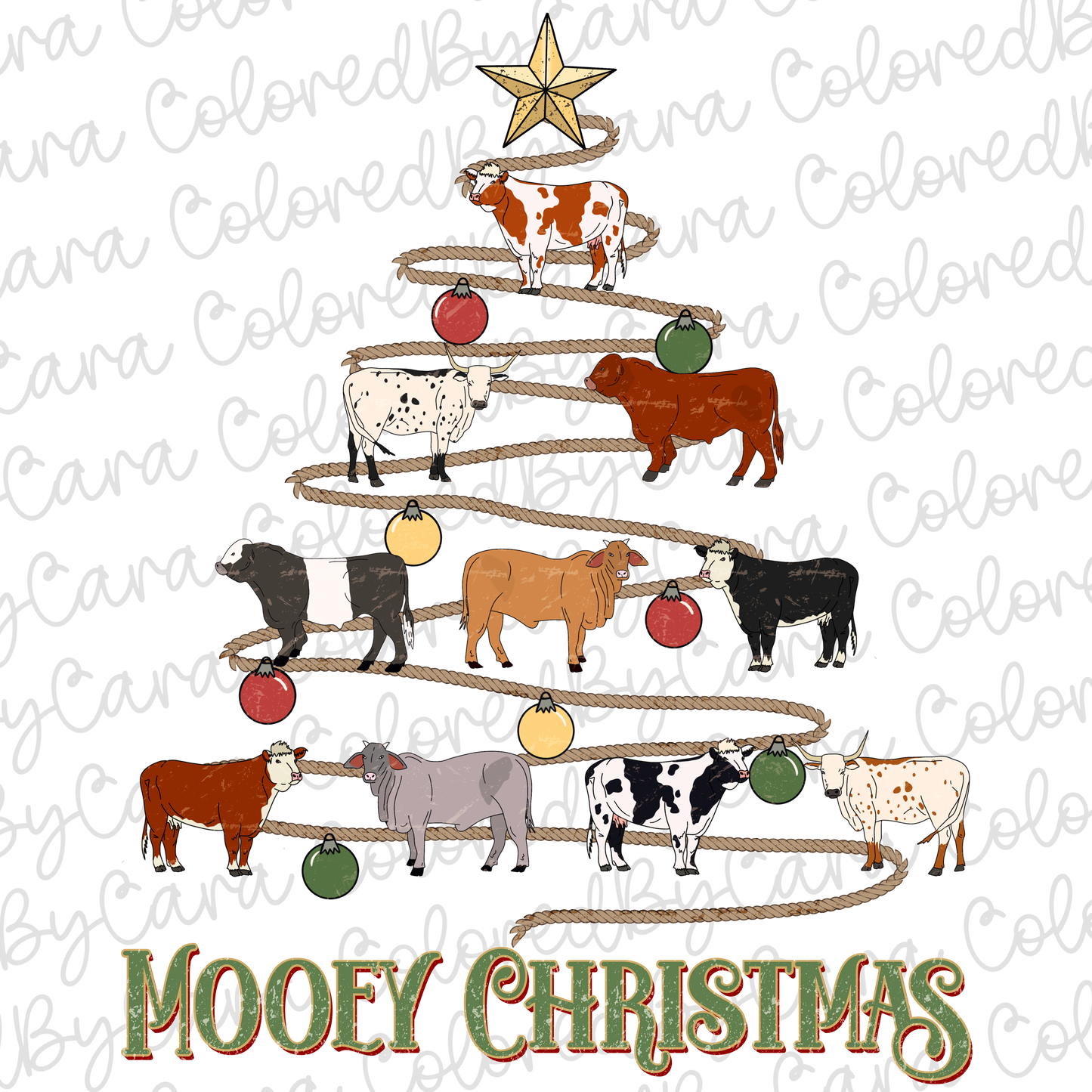 Merry Cow Christmas PNG File