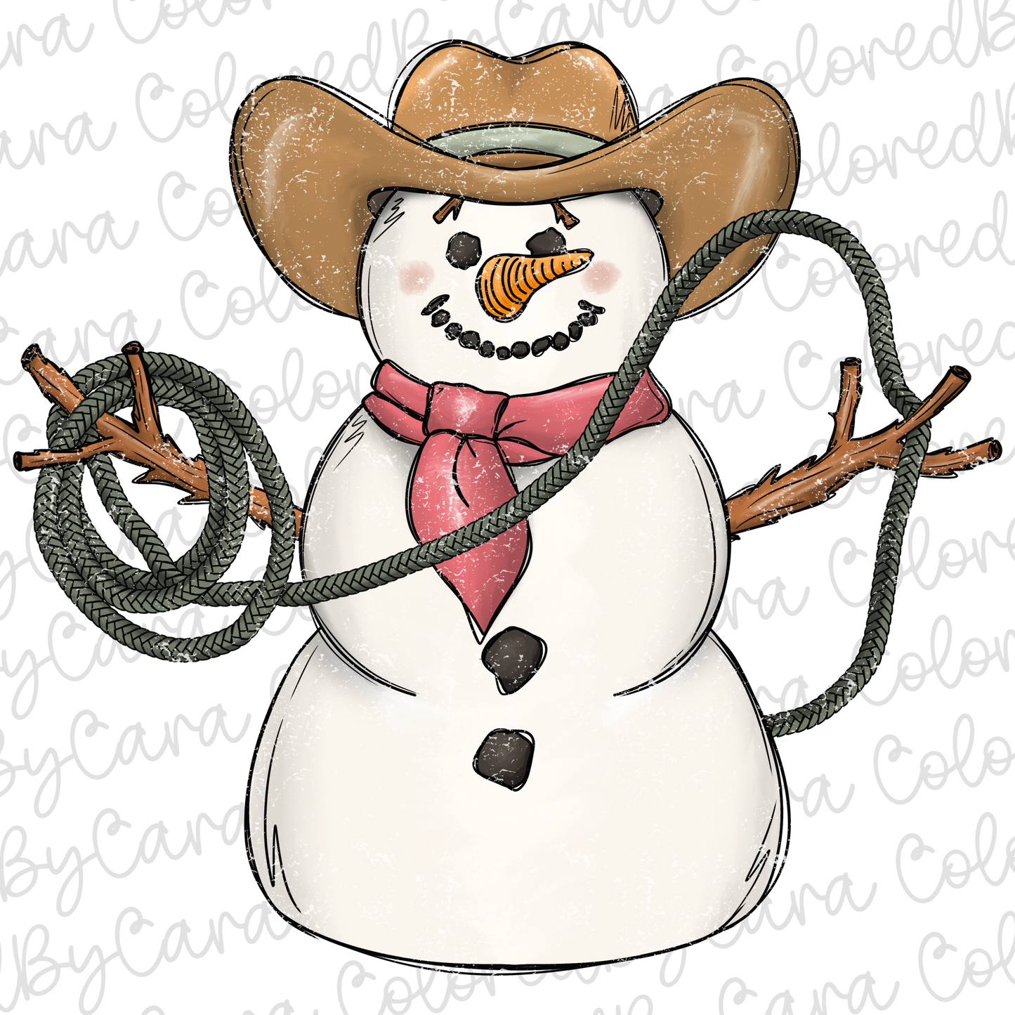 Distressed Cowboy Snowman Christmas PNG File