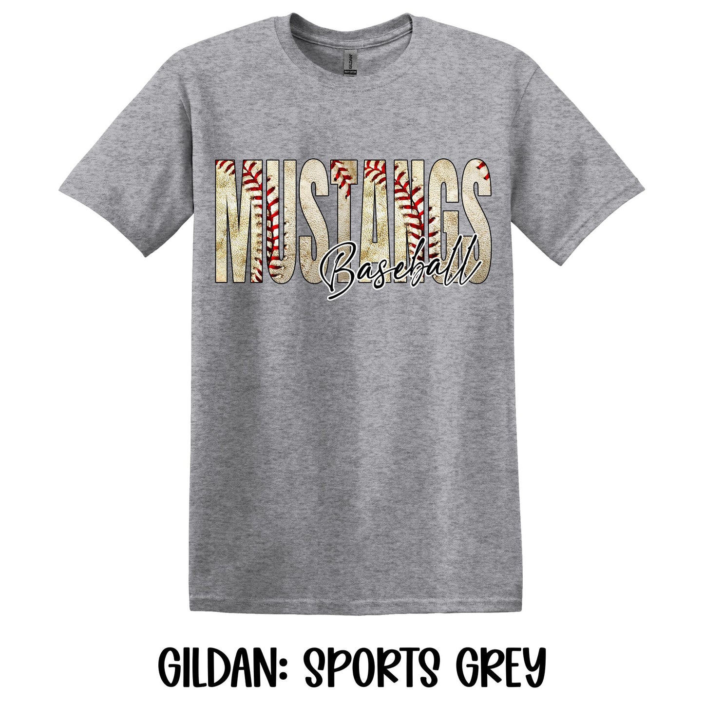 Baseball Letters Mustangs Baseball- Gildan YOUTH