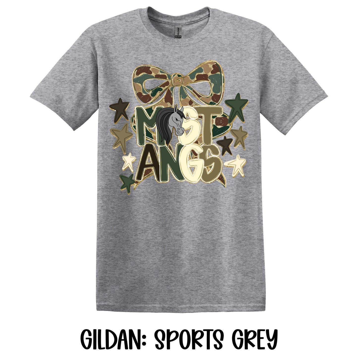 Mustangs Camo Bow- Gildan YOUTH