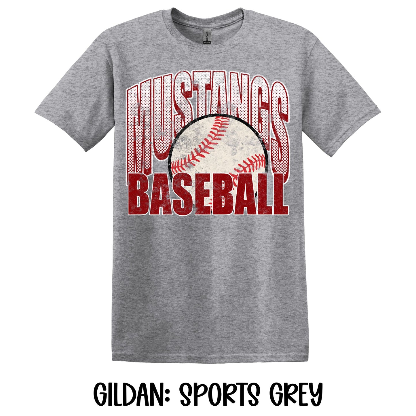 Distressed Mustangs Baseball- Gildan YOUTH