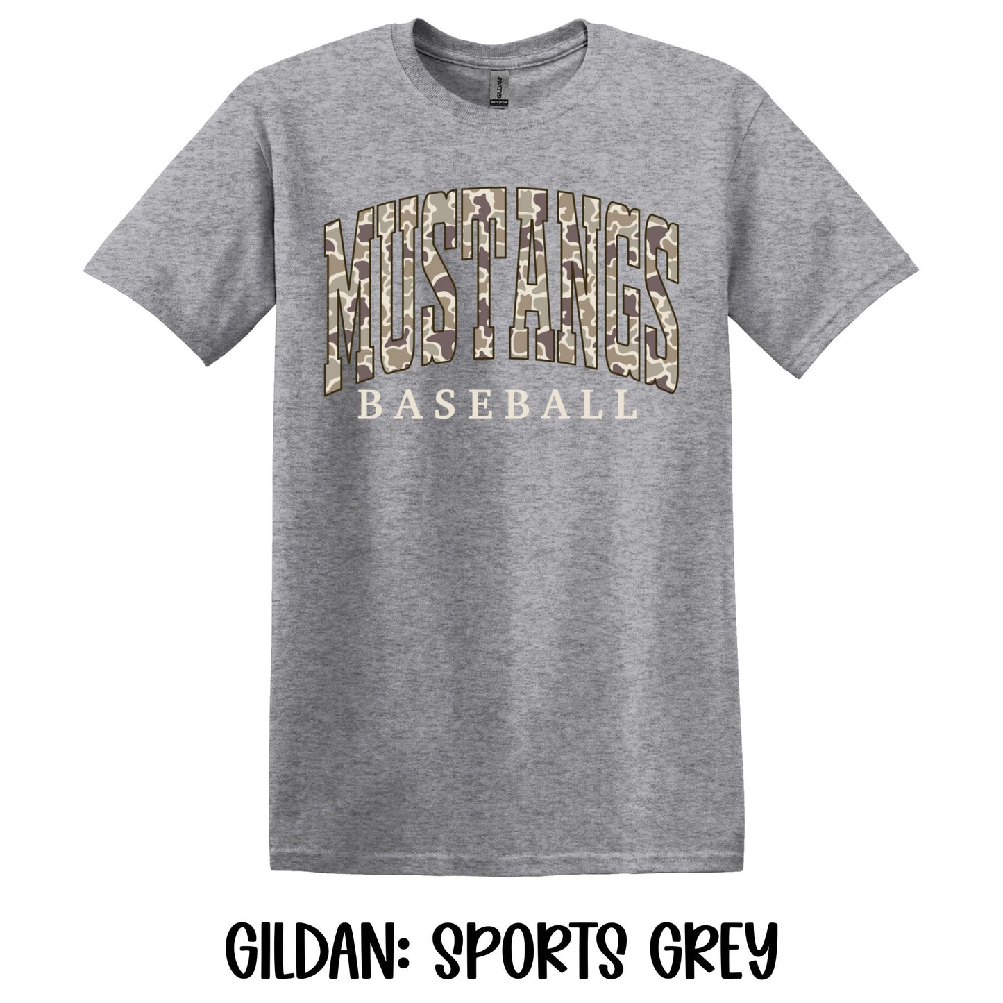 Camo Mustangs Baseball- Gildan YOUTH