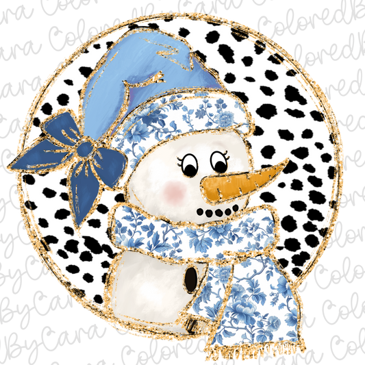 Grand Millennial Coquette Snowman PNG File