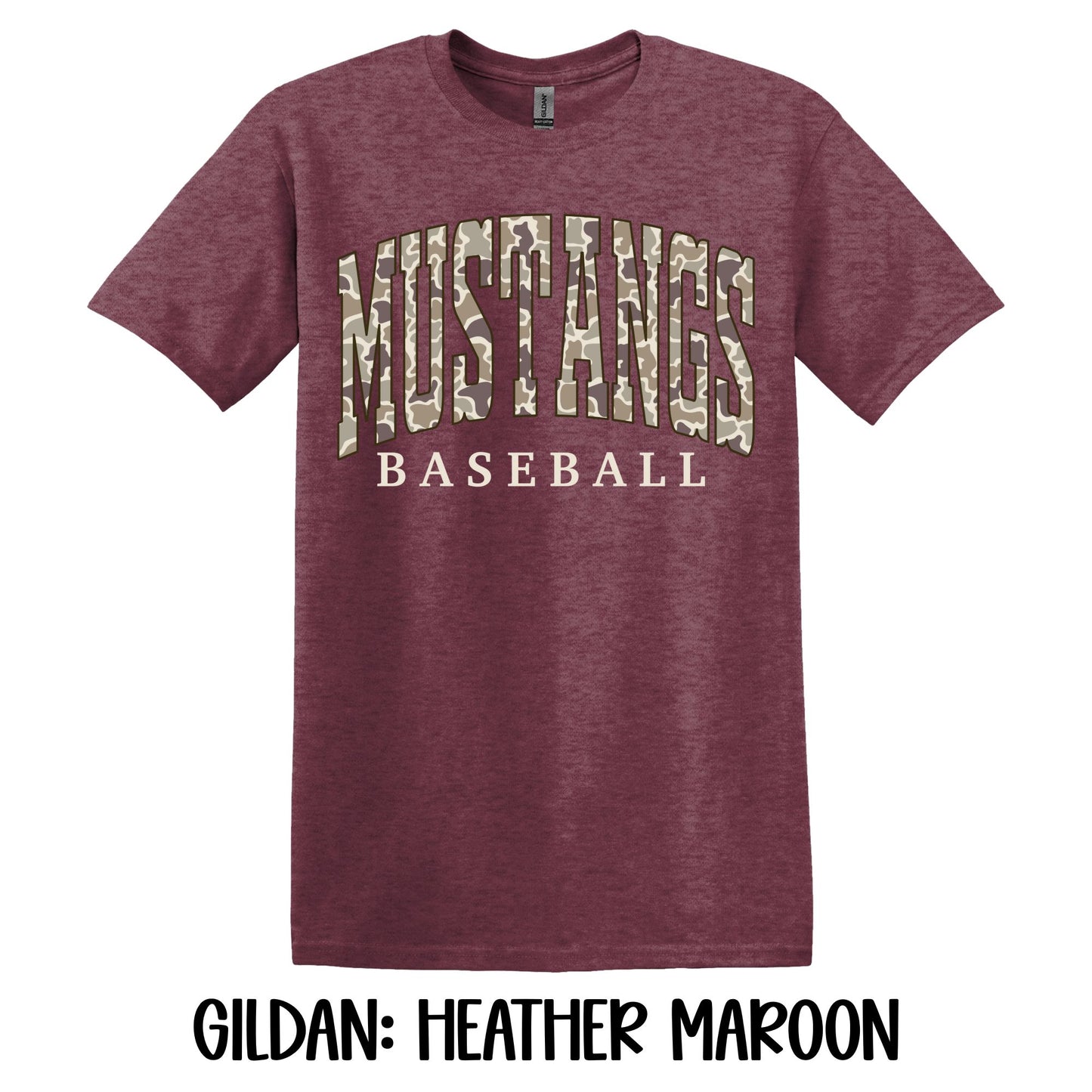 Camo Mustangs Baseball- Gildan