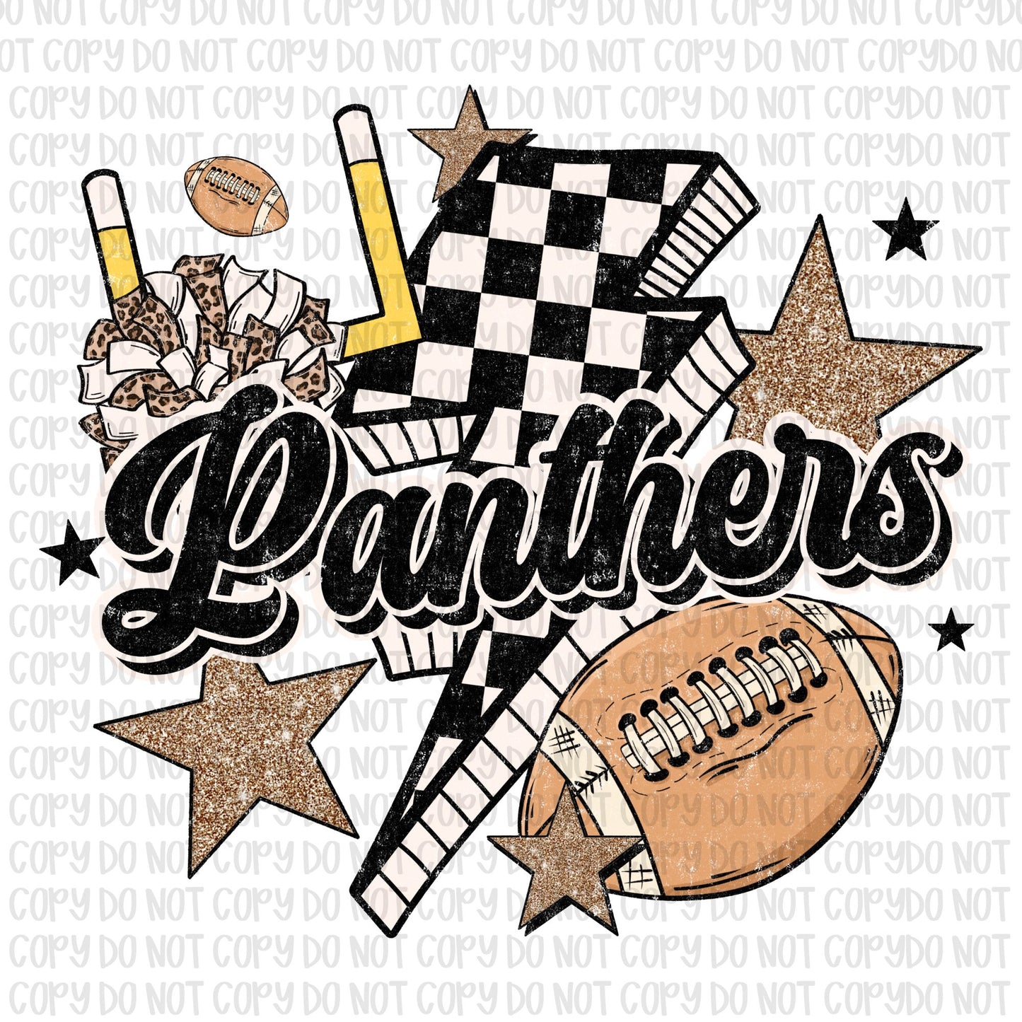 Retro Checkered Panthers Football