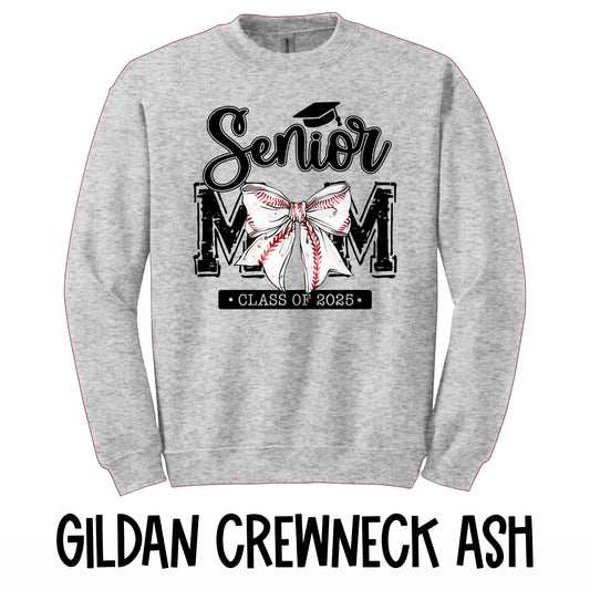 Senior Mom Baseball Bow Crewneck