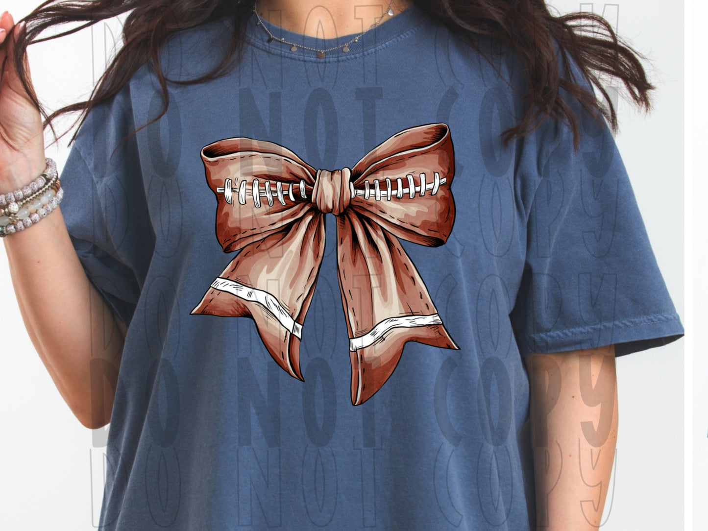 Girlie Football Bow Graphic Tee