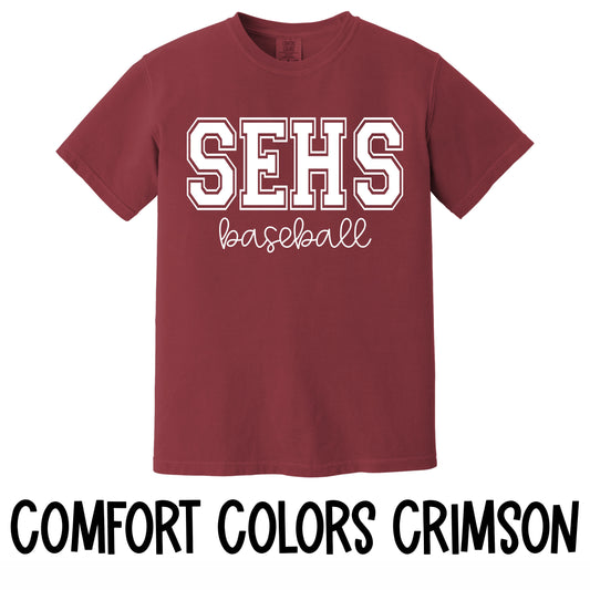 SEHS Baseball T-Shirt script~Comfort Colors