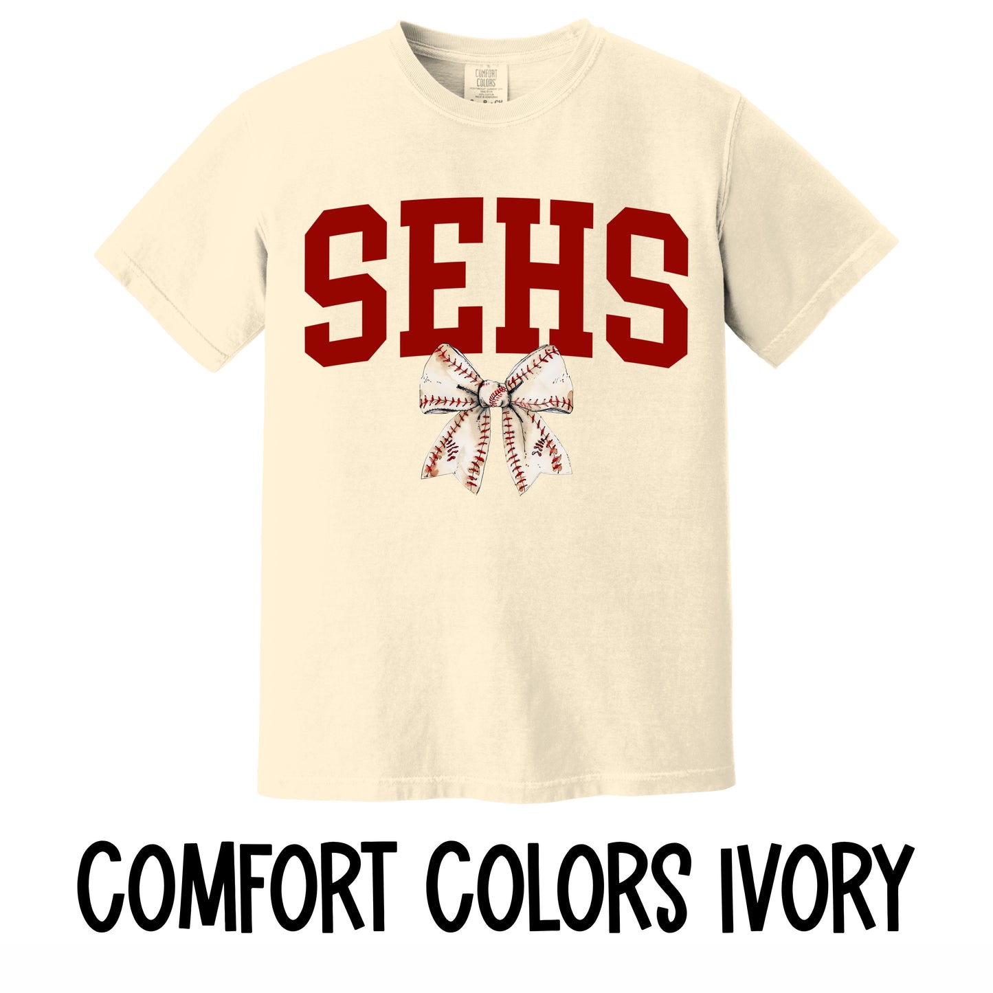 SEHS Coquette Baseball Bow T-Shirt~Comfort Colors