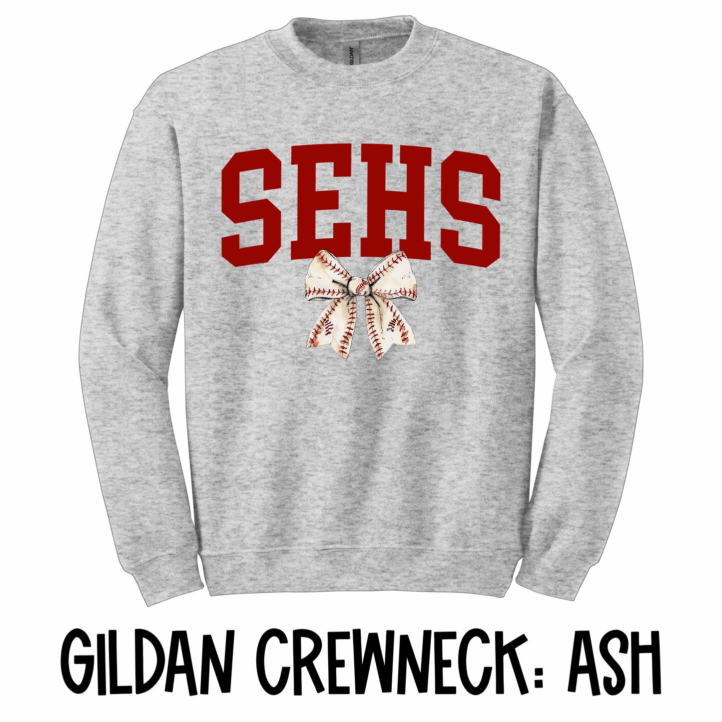 SEHS Coquette Baseball Bow Crewneck