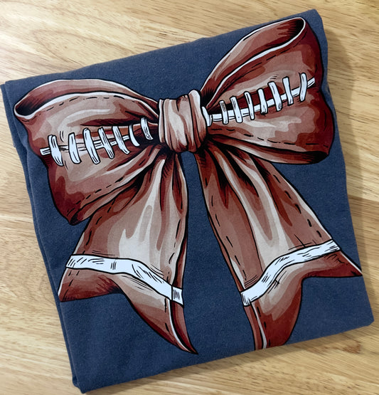 Girlie Football Bow Graphic Tee