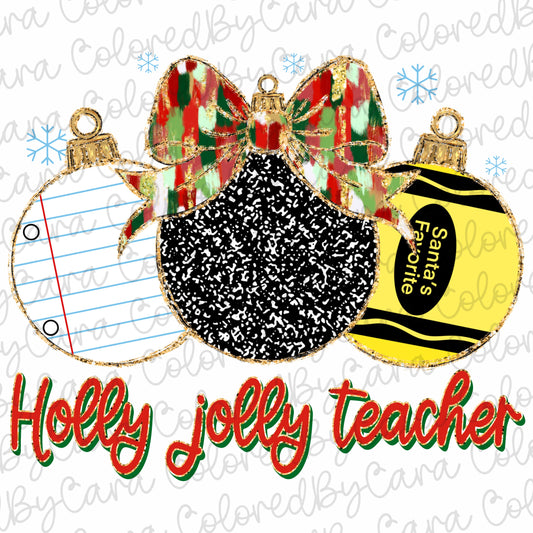 Coquette Teacher Christmas Ornaments Trio PNG File