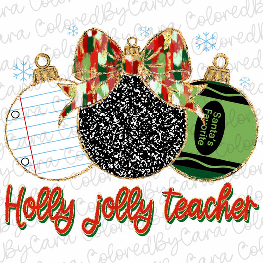 Coquette Teacher Christmas Ornaments Trio PNG File