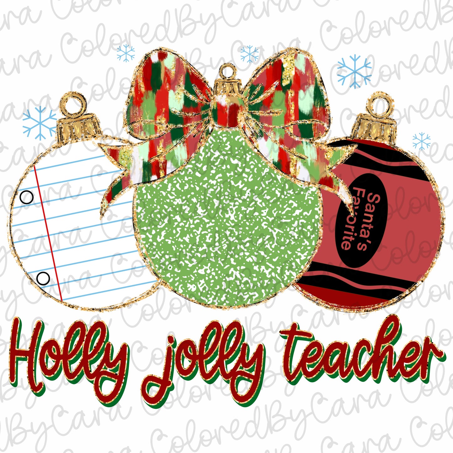 Coquette Teacher Christmas Ornaments Trio PNG File