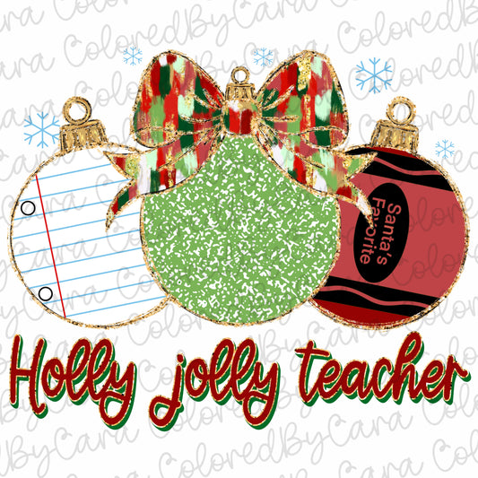 Coquette Teacher Christmas Ornaments Trio PNG File