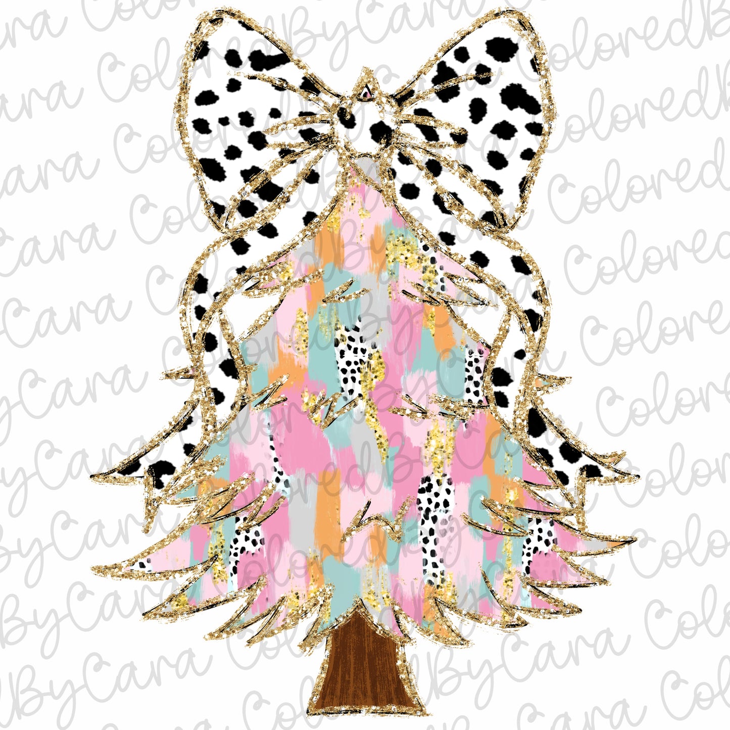 Pastel Colorful Coquette Christmas Tree PNG File