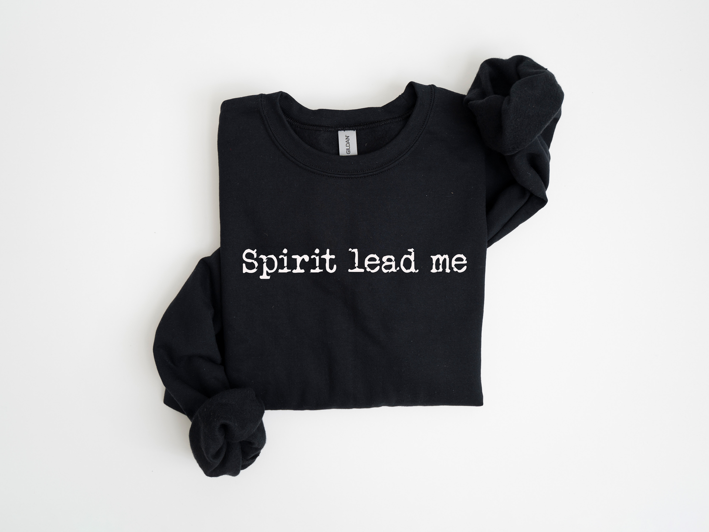 Spirit Lead Me Crewneck White black front 