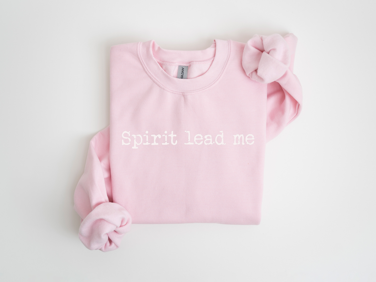 Spirit Lead Me Crewneck White pink front 