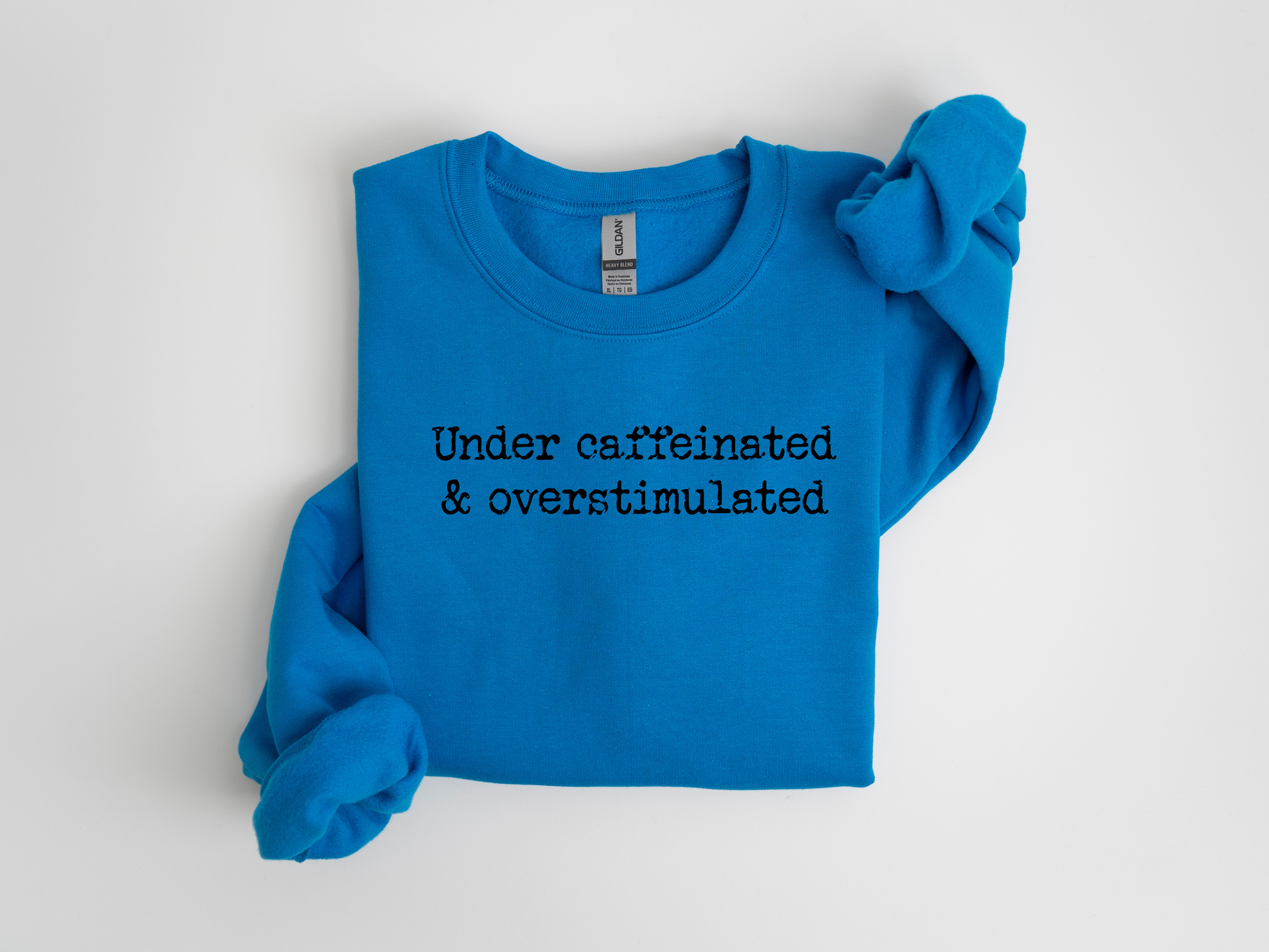 Minimalist Under Caffeinated Crewneck dark blue front 