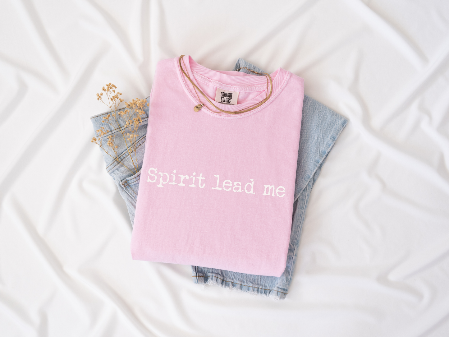 Spirit Lead Me Minimalist Tshirt white pink front 